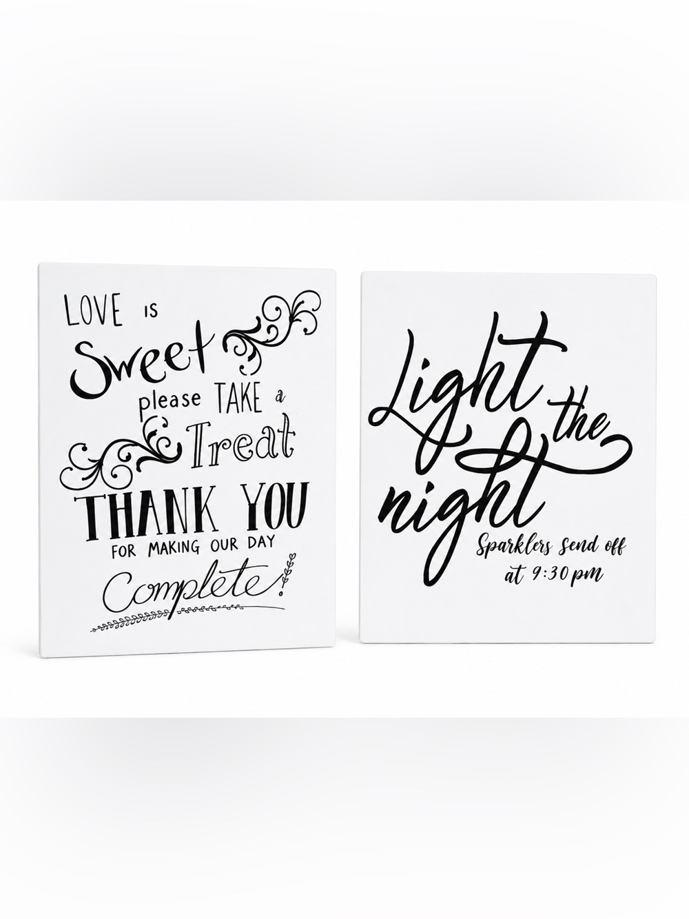 White 'Sweet Treat' & 'Light the Night' Decorative Wedding Sign Set